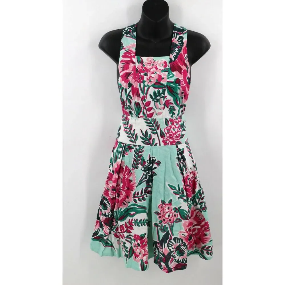 Urban Outfitters/Free People Floral Cotton Apron Pink Green